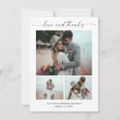 Modern script 3 Photo Wedding Bedankkaart (Voorkant)