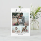 Modern script 3 Photo Wedding Bedankkaart (Staand voorkant)