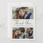 Modern script 3 Photo Wedding Bedankkaart (Voorkant)