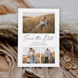 Modern script 3 Photo Wedding Save the Date Magnetische Uitnodiging