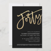 MODERN SCRIPT 40ste verjaardagsfeest goud zwart wi Kaart (Voorkant)