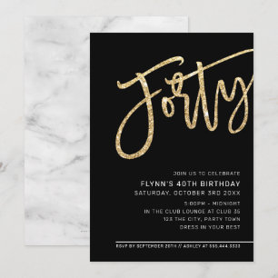 MODERN SCRIPT 40ste verjaardagsfeest goud zwart wi Kaart