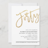 MODERN SCRIPT 40ste verjaardagsfeest gouden glitte Kaart (Voorkant)