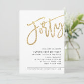 MODERN SCRIPT 40ste verjaardagsfeest gouden glitte Kaart (Staand voorkant)