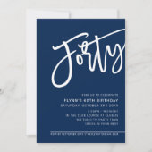 MODERN SCRIPT 40ste verjaardagsfeest marineblauw w Kaart (Voorkant)