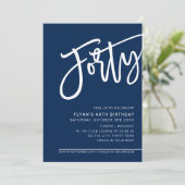 MODERN SCRIPT 40ste verjaardagsfeest marineblauw w Kaart (Staand voorkant)