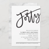 MODERN SCRIPT 40ste verjaardagsfeest zwart wit Kaart (Voorkant / Achterkant)