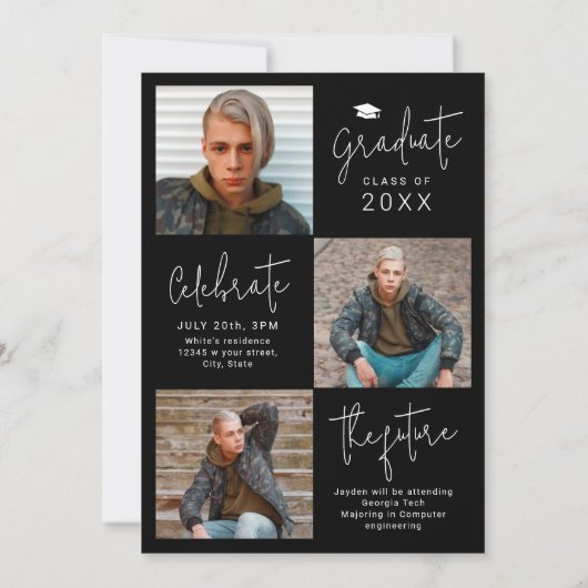 Modern script 4 Aankondiging van Afstuderen foto's (Achterkant)