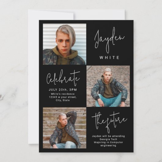 Modern script 4 Aankondiging van Afstuderen foto's (Achterkant)