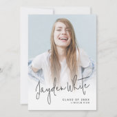 Modern Script 4 Foto Afstudeer Uitnodiging (Voorkant)
