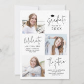 Modern Script 4 Foto Afstudeer Uitnodiging (Achterkant)