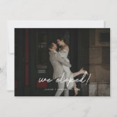 Modern Script 4-foto boog bruiloft 'We Eloped!' Aankondiging (Voorkant)