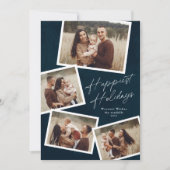 Modern Script 4 Foto Collage Gelukkigst Feestdagenkaart (Voorkant)
