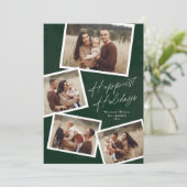 Modern Script 4 Foto Collage Prettige Feestdagen Feestdagenkaart (Staand voorkant)