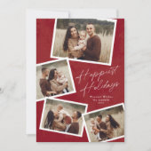 Modern Script 4 Foto Collage Prettigst Feestdagenkaart (Voorkant)