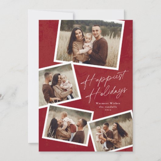 Modern Script 4 Foto Collage Prettigst Feestdagenkaart (Voorkant)