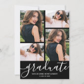 Modern Script 4 Foto Zwart Afstuderen Aankondiging (Voorkant)