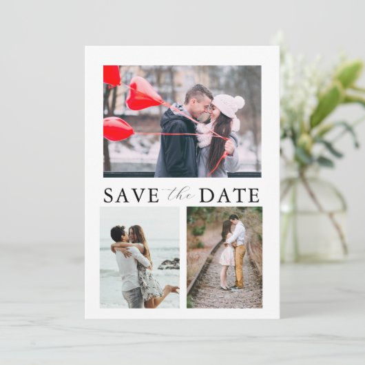 Modern Script 4 Fotobruiloft Sla de datum op Kaart (Staand voorkant)
