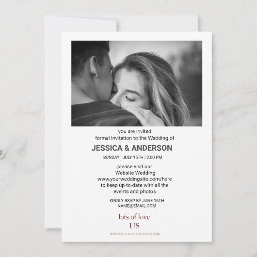 Modern Script 4 Fotobruiloft Sla de datum op Kaart (Achterkant)