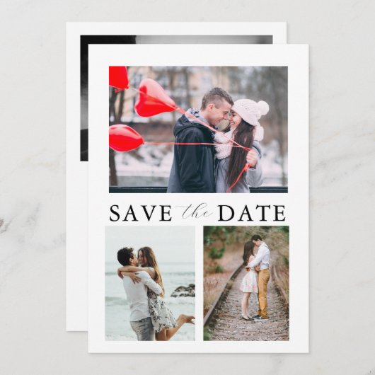 Modern Script 4 Fotobruiloft Sla de datum op Kaart (Voorkant / Achterkant)