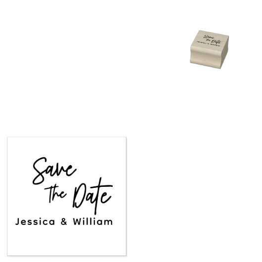 Modern Script 4 Fotobruiloft Sla de datum op Rubberstempel (Gestempeld)