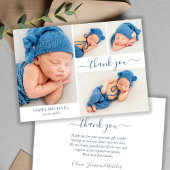 Modern Script 4 Fotocollage Baby Boy Dank je Bedankkaart