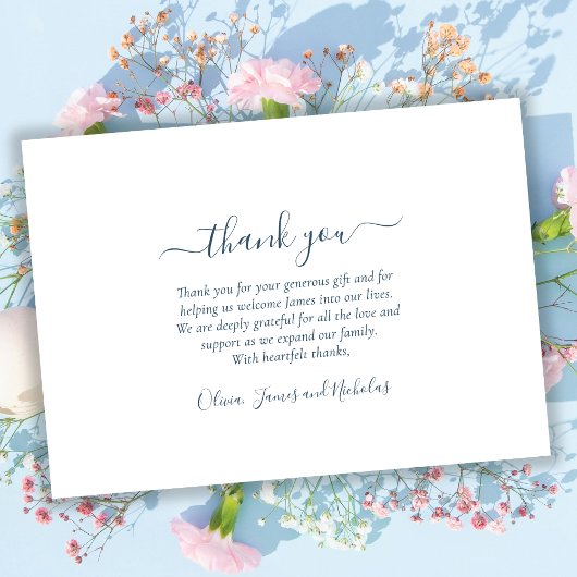 Modern Script 4 Fotocollage Baby Boy Dank je Bedankkaart