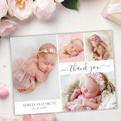 Modern Script 4 Fotocollage Baby Dank u Briefkaart
