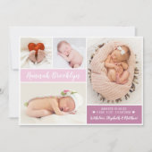 Modern script 4 Fotocollage geboorte Aankondiging (Voorkant)