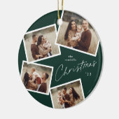 Modern Script 4 Fotocollage Groene Kerstmis Keramisch Ornament (Links)