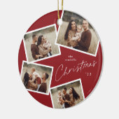 Modern Script 4 Fotocollage Rode Kerstmis Keramisch Ornament (Links)