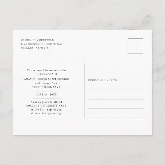 Modern Script 4 Foto's Afstuderen 2025 Afstudeerde Aankondigingskaart (Achterkant)