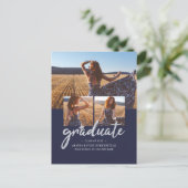 Modern Script 4 Foto's Afstuderen 2025 Afstudeerde Aankondigingskaart (Staand voorkant)
