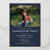 Modern Script 4 Foto's Graduation Party Invitation Folie Uitnodiging (Achterkant)