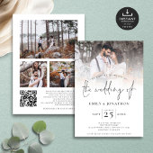 Modern Script 4 Foto's Overlay QR Code Bruiloft Kaart