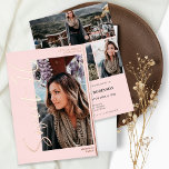 Modern script 4 foto's roze Sweet 16 roos goud Folie Uitnodiging<br><div class="desc">Modern script 4 foto's roze Sweet 16 roos gouden folie uitnodiging verjaardagsfeest. Voeg 4 van uw favoriete foto's met een modern geborsteld stijldoopvont en een collage van het fotonet toe.</div>