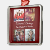 Modern script 4 Kerstkerst fotocollage Metalen Ornament (Links)