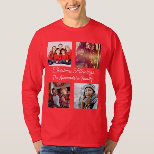 Modern script 4 Kerstkerst fotocollage T-shirt (Voorkant)