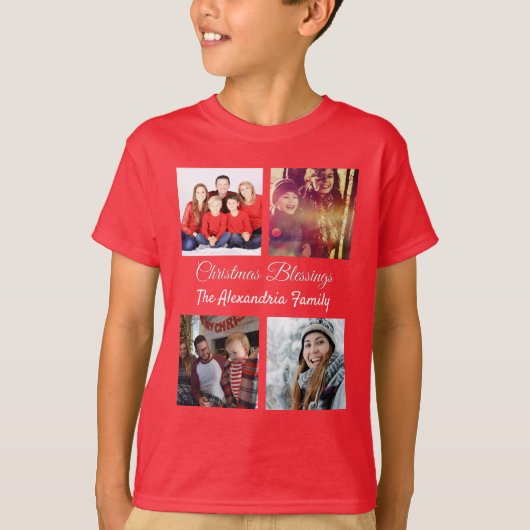 Modern script 4 Kerstkerst fotocollage T-shirt (Voorkant)