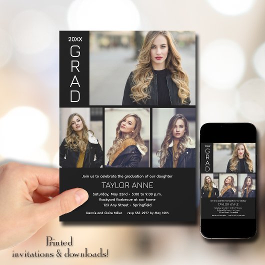 Modern Script 4 Photo Afstuderen Kaart