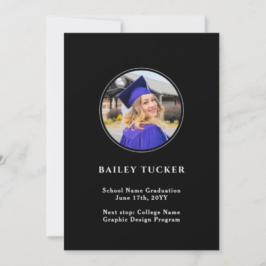 Modern Script 4-Photo Arch Afstuderen Aankondiging (Achterkant)