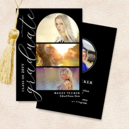 Modern Script 4-Photo Arch Afstuderen Aankondiging