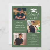 Modern Script 4 Photo Collage Afstudeerfeest Kaart (Voorkant)