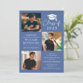 Modern Script 4 Photo Collage Afstudeerfeest Kaart (Staand voorkant)