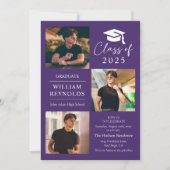 Modern Script 4 Photo Collage Afstudeerfeest Kaart (Voorkant)