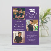 Modern Script 4 Photo Collage Afstudeerfeest Kaart (Staand voorkant)