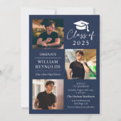 Modern Script 4 Photo Collage Afstudeerfeest Kaart (Voorkant)