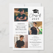 Modern Script 4 Photo Collage Afstudeerfeest Kaart (Voorkant)