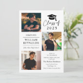 Modern Script 4 Photo Collage Afstudeerfeest Kaart (Staand voorkant)