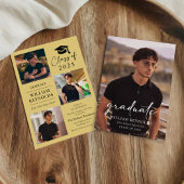 Modern Script 4 Photo Collage Afstudeerfeest Kaart